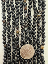 sardonyx, 6mm round, 15" strand,   SOLD PER STRAND