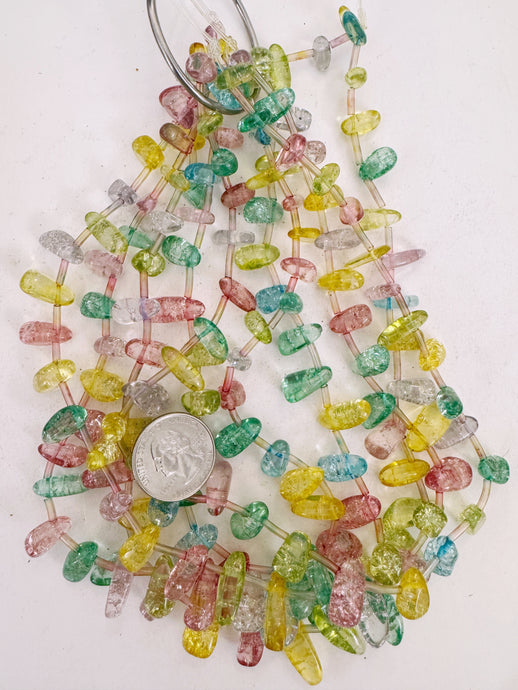 rainbow color enhanced crackle look quartz, 14-20mm tumbled pendants, 15