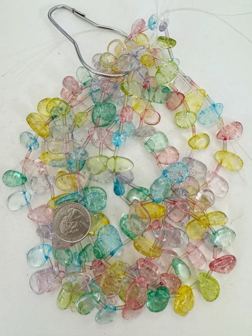 rainbow color enhanced crackle look quartz, 11-22mm tumbled pendants, 15