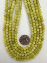 olive jade, 6mm round, 15" strand, SOLD PER STRAND
