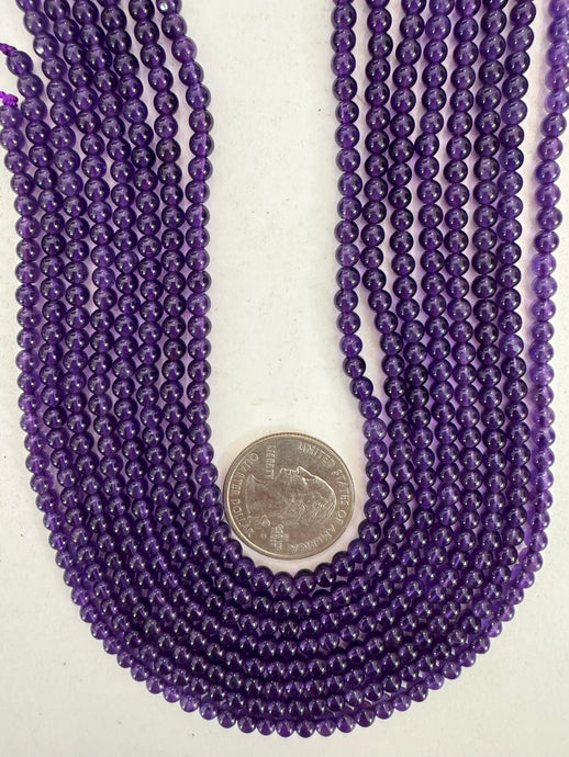 high quality natural amethyst, 4mm round, 15