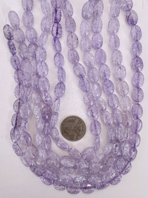 purple color enhanced crackle look quartz, 14x10x6mm oval, 15