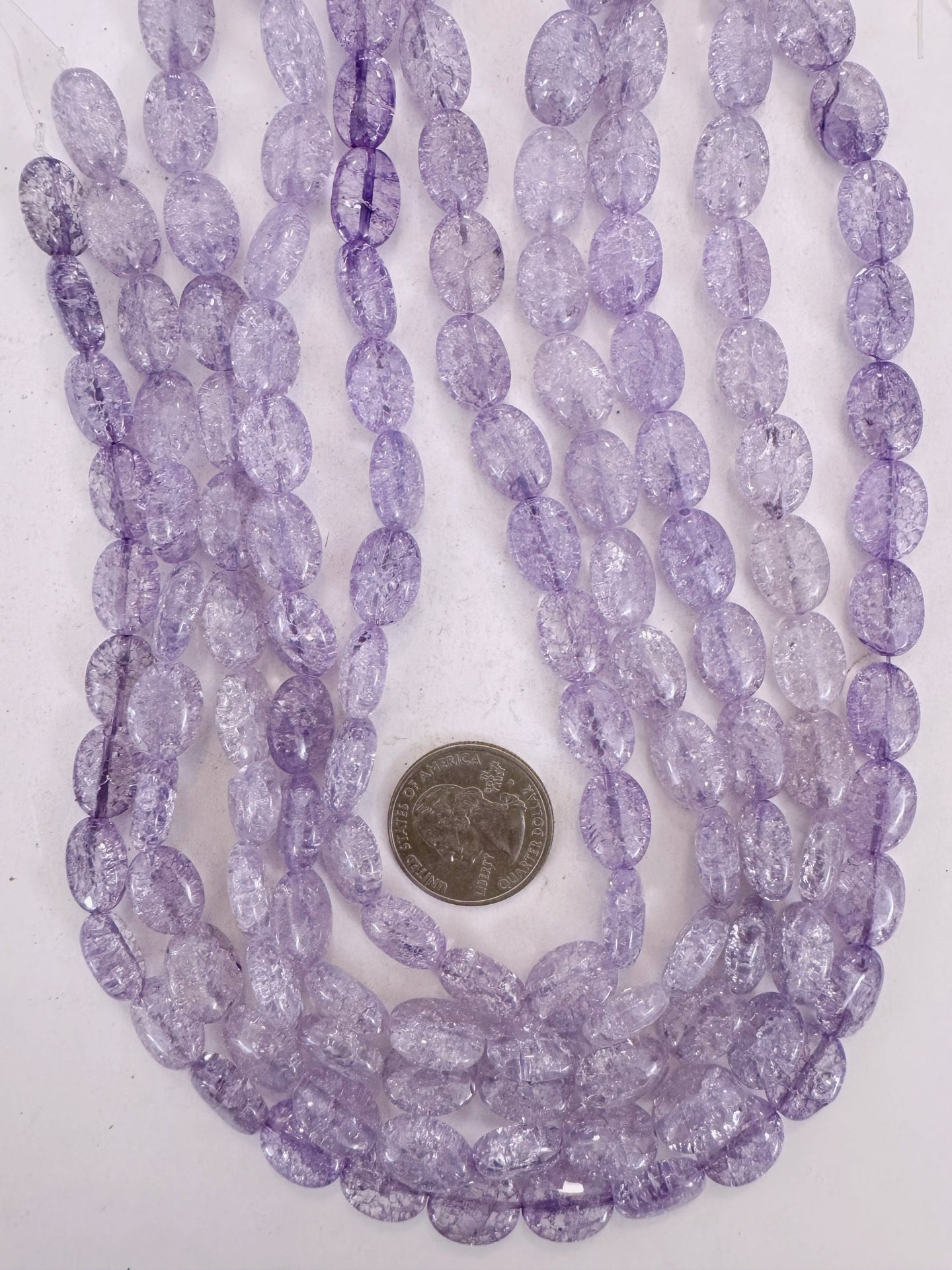 purple color enhanced crackle look quartz, 14x10x6mm oval, 15
