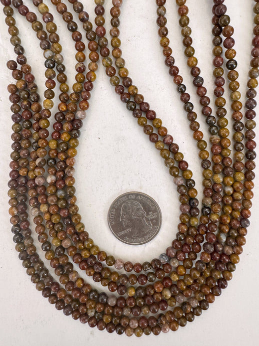red wooden jasper, 4mm round, 15