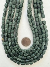 mint jasper,  semi dull finish, 11x7x7mm 4 sided corner cut rectangle tube, 15" strand,   SOLD PER STRAND