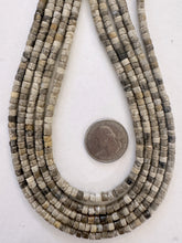 chinese silver leaf jasper, 4x3mm heishi rondelle, 15" strand,   SOLD PER STRAND