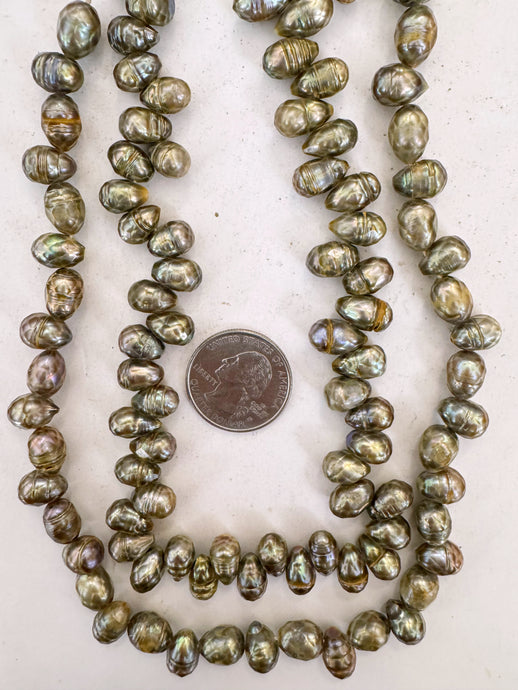 golden peacock enhanced fresh water pearl, 13x8mm faceted pendant barrel mix, 15