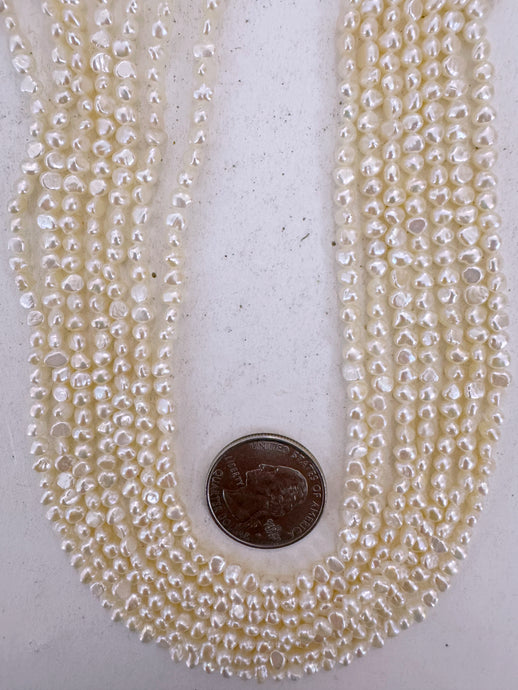 off white fresh water pearl, 4mm flat mugget, 15