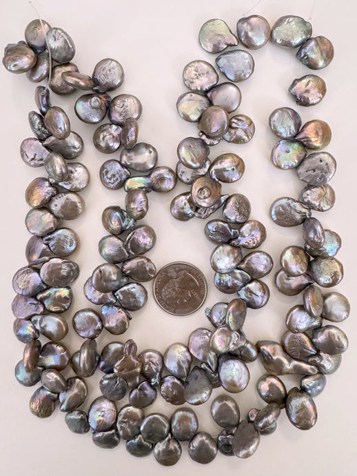 lavender peacock color enhanced fresh water pearl, 15mm coin pendant, 15