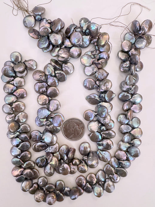 lavender peacock color enhanced fresh water pearl, 15mm coin pendant, 15
