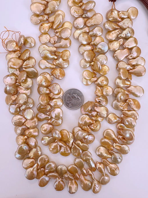pale orange peach color enhanced fresh water pearl, 17mm coin pendant, 15