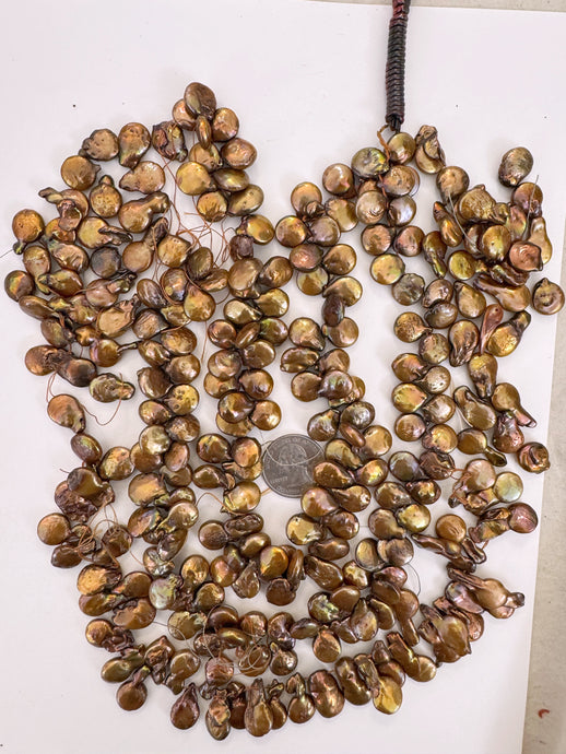 dark red golden copper color enhanced fresh water pearl, 16mm coin pendant, 15
