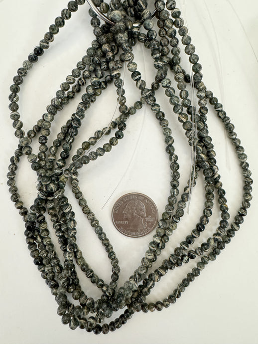 green zebra jasper, 4mm round, 15