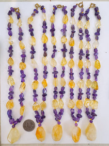 natural citrine, natural amethyst, 18" vintage stock pendant necklace, sold per necklace