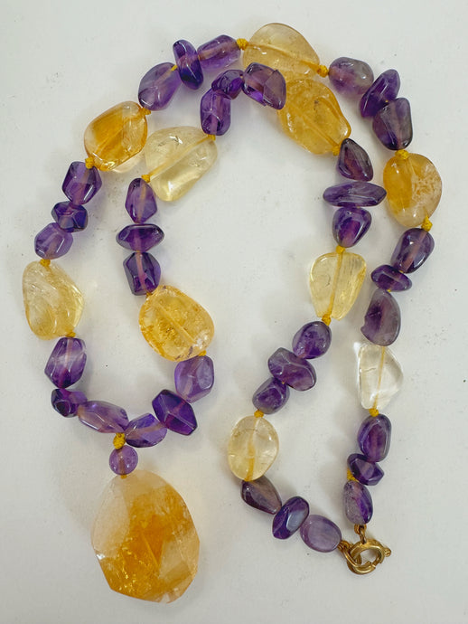 natural citrine, natural amethyst, 18