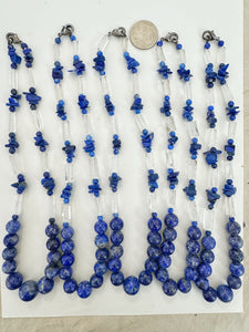 lapis, natural quartz, 18" vintage stock necklace, sold per necklace