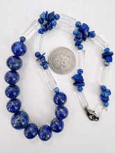lapis, natural quartz, 18" vintage stock necklace, sold per necklace
