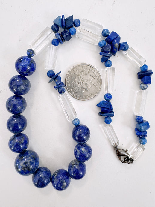 lapis, natural quartz, 18