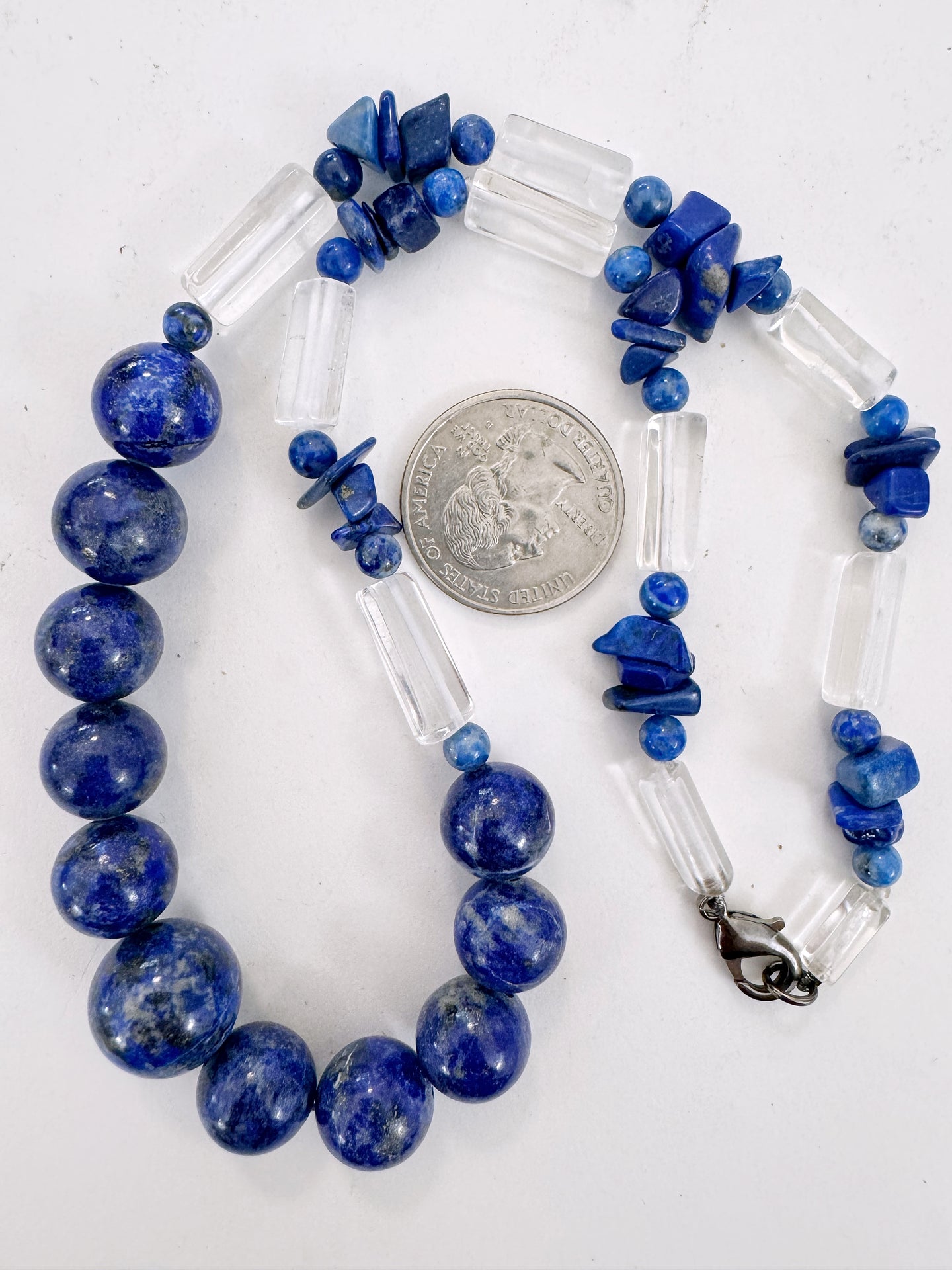 lapis, natural quartz, 18