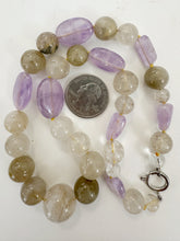 amethyst, natural rutilated quartz, 18" vintage stock necklace, sold per necklace (style 1)