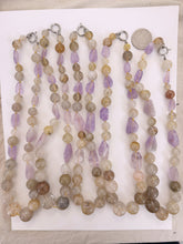 amethyst, natural rutilated quartz, 18" vintage stock necklace, sold per necklace (style 3)