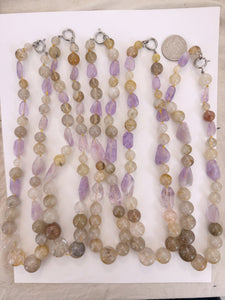 amethyst, natural rutilated quartz, 18" vintage stock necklace, sold per necklace (style 3)