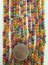color enhanced quartz: fall tones mix, 4mm round, 15" strand,  SOLD PER STRAND