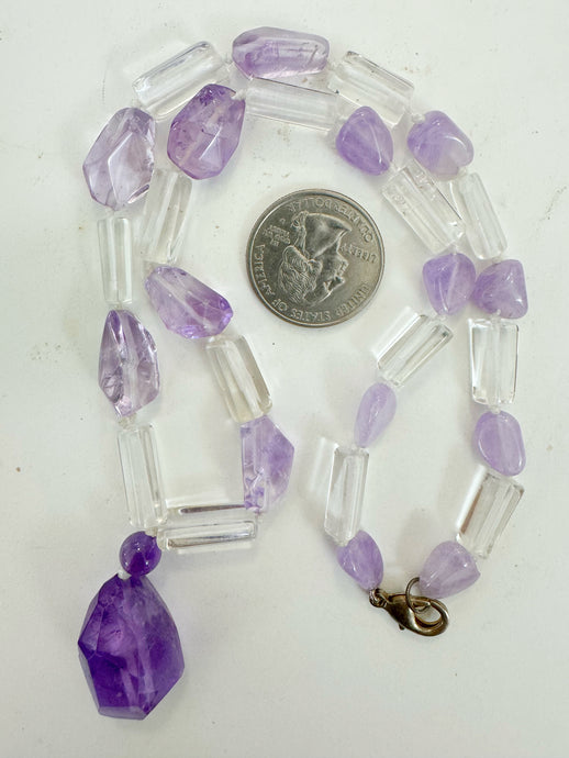 natural amethyst, natural quartz, 18