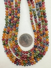 color enhanced quartz: fall tones mix, 4mm round, 15" strand,  SOLD PER STRAND