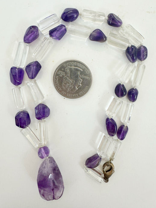 natural amethyst, natural quartz, 18