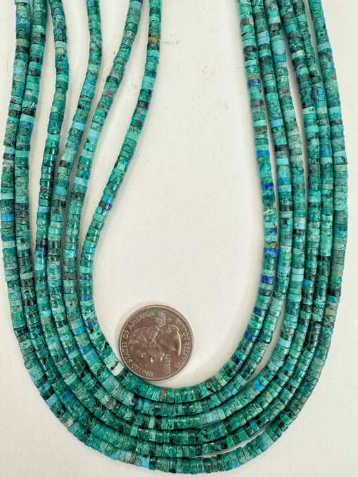 chinese turquoise, 4mm heishi rondelle, 15