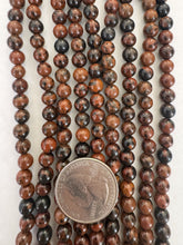 mahogany obsidian, 6mm round, 15" strand,  SOLD PER STRAND