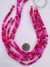 color enhanced agate: bright magenta pink, 6mm round, 15" strand,  SOLD PER STRAND