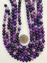 color enhanced agate: purple, 8mm round, 15" strand,  SOLD PER STRAND
