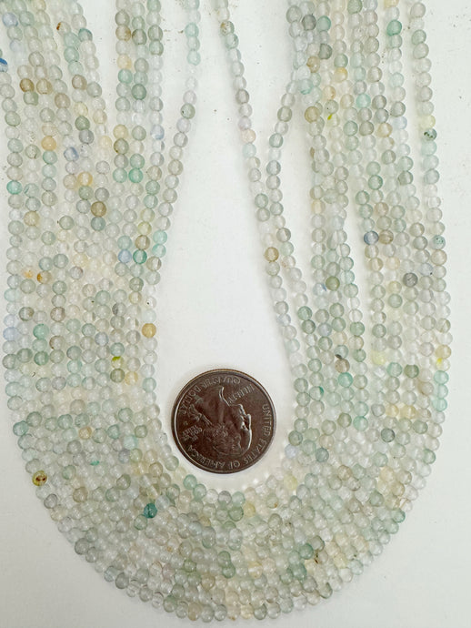 white fluorite, 3.5mm round, 15