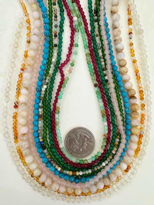 gemstone mix, 2.5-6mm round, 15