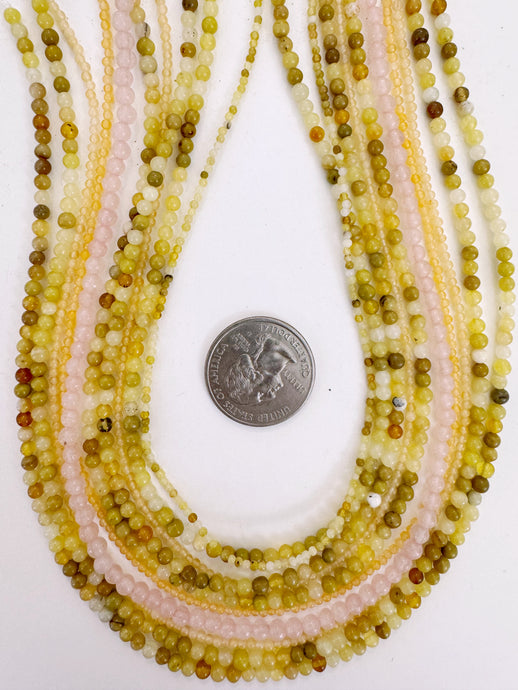 yellow opal quartz gemstone mix, 2-3.5mm round, 15