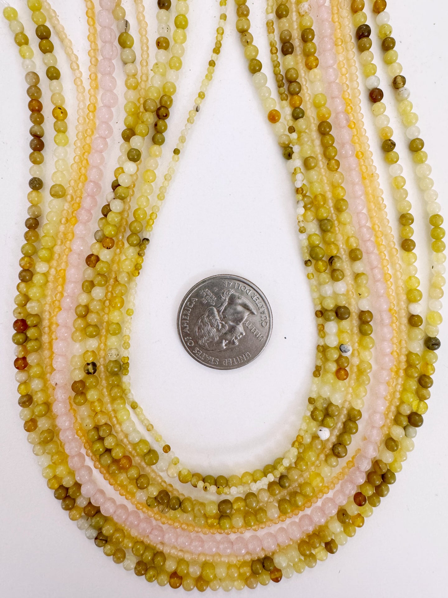 yellow opal quartz gemstone mix, 2-3.5mm round, 15