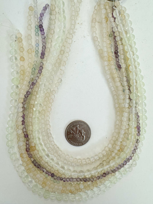 quartz fluorite amethyst gemstone mix, 2-6mm round, 15