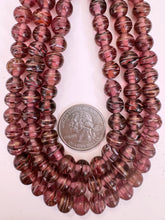 red purple black white red metallic copper swirl, vintage look glass, 8mm round, 15" strand, sold per strand