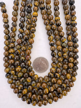 tiger eye, 8mm round, 15" strand,  SOLD PER STRAND