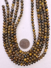 tiger eye, 6mm round, 15" strand,  SOLD PER STRAND
