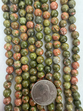 unakite, 8mm round, 15" strand,  SOLD PER STRAND