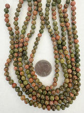 unakite, 6mm round, 15" strand,  SOLD PER STRAND