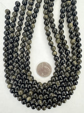 sheen obsidian, 8mm round, 15" strand,  SOLD PER STRAND