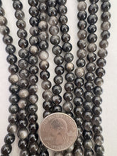 obsidian, 6mm round, 15" strand,  SOLD PER STRAND