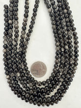 obsidian, 6mm round, 15" strand,  SOLD PER STRAND