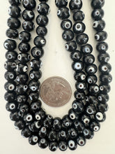 black white evil eye, vintage look glass, 8x7mm rondelle, 15" strand, sold per strand