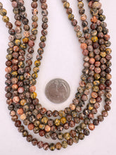 red leopard skin jasper, 6mm round, 15" strand,  SOLD PER STRAND