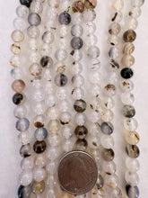 inclusions white agate, 8mm round, 15" strand,  SOLD PER STRAND
